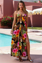 VISIONS OF PARADISE - Chain Bralette Side Slit Maxi Dress • Multi Black