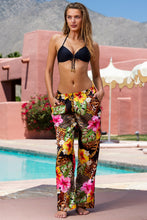 VISIONS OF PARADISE - Molded Push Up Bandeau Halter Top & Elastic Waistband Pant • Multi Black