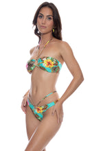 VISIONS OF PARADISE - Chain Drawstring Bandeau Top & Ring And Chain Moderate Bottom • Multicolor