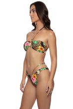 VISIONS OF PARADISE - Chain Drawstring Bandeau Top & Ring And Chain Moderate Bottom • Multi Black