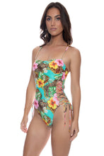VISIONS OF PARADISE - Chain Square Neck Laced Up One Piece • Multicolor