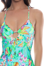 CARIBBEAN FANTASY - Wavy Drawstring Keyhole One Piece Fuller Coverage • Multicolor