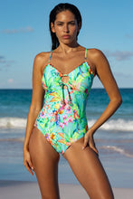 CARIBBEAN FANTASY - Wavy Drawstring Keyhole One Piece Fuller Coverage • Multicolor