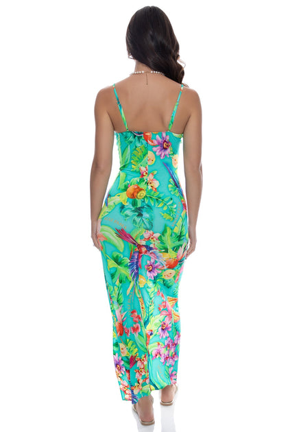 CARIBBEAN FANTASY - Fitted Side Slit Maxi Dress • Multicolor