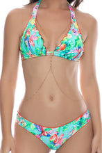 CARIBBEAN FANTASY - Wavy Triangle Halter Top & Wavy Full Ruched Back Bottom • Multicolor