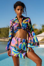 NEON NIGHTS - Cropped Tie Shirt & Skort • Multicolor