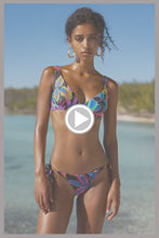 NEON NIGHTS - Underwire Plunge Top & Seamless Wavy Ruched Back Brazilian Tie Side Bottom • Multicolor