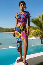 NEON NIGHTS - Crop Top & Asymmetrical Waist Cut Out Skirt • Multicolor