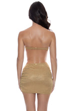 GOLDEN SUNSET - Underwire Push Up Bandeau Top & Scrunch Up Mini Skirt • Gold