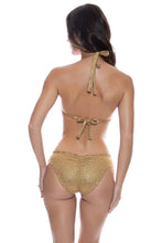 GOLDEN SUNSET - Triangle Halter Top & Seamless Full Ruched Back Bottom • Gold
