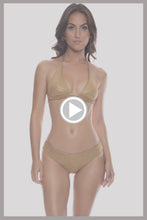 GOLDEN SUNSET - Triangle Halter Top & Seamless Full Ruched Back Bottom • Gold