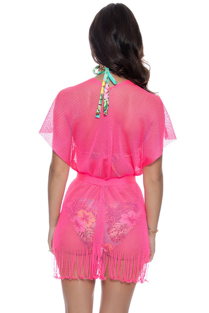 CABANA PRINCESS - Short Caftan • Neon Pink