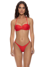 SUNKISS GLOW - Underwire Push Up Bandeau Top & Strap Ring Thong Bottom • Red