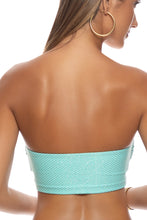 SUNKISS GLOW - Double Luli Ring Bandeau Crop Top & Strappy Loop Brazilian Scrunch Bottom • Aqua