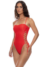 SUNKISS GLOW - Square Neck Laced Up One Piece • Red