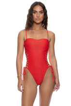 SUNKISS GLOW - Square Neck Laced Up One Piece • Red