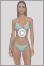 SUNKISS GLOW - Ring Seamless Triangle Top & Ring Seamless Ruched Back Brazilian Tie Side Bottom • Aqua