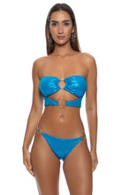 LIQUID VOLTAGE - Double Loop Bandeau Crop Top  & Ring Brazilian Bottom • Blue