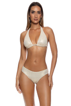 LIQUID VOLTAGE - Triangle Halter Top & Seamless Full Ruched Back Bottom • Gold