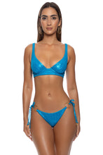 LIQUID VOLTAGE - Underwire Plunge Top & Ring Seamless Full Tie Side Bottom • Blue