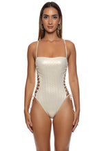 LIQUID VOLTAGE - Square Neck Laced Up One Piece • Gold