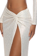 SUNLIT OASIS - Peek-a-boo Ring Long Sleeve Top & Twist Front Skirt • Cream