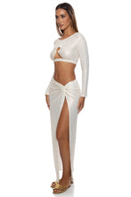 SUNLIT OASIS - Peek-a-boo Ring Long Sleeve Top & Twist Front Skirt • Cream