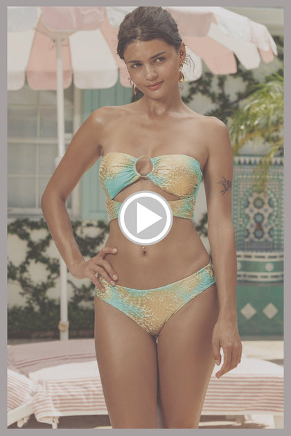 SAVAGE ESSENCE - Double Loop Bandeau Crop Top  & Seamless Full Ruched Back Bottom • Multicolor