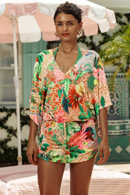OPULENT EDEN - Cabana V Neck Dress • Multicolor