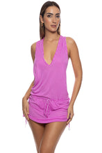 PARADISE CHECK - T Back Mini Dress • Berry