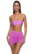PARADISE CHECK - Wavy Free Form Bandeau Top & Scrunch Up Mini Skirt • Berry