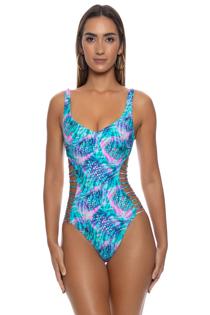 ENCHANTED MIRAGE - Strappy Cut Out One Piece • Multicolor