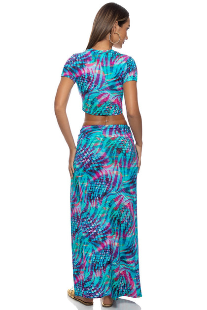 ENCHANTED MIRAGE - Crop Top & Twist Front Skirt • Multicolor