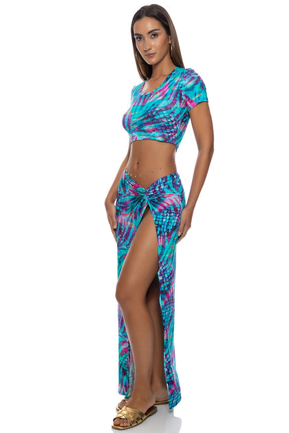 ENCHANTED MIRAGE - Crop Top & Twist Front Skirt • Multicolor