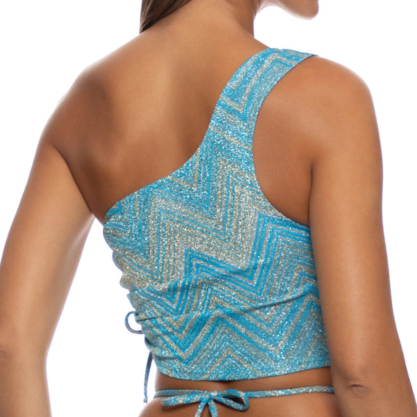 TIDAL SHIMMER - One Shoulder Crop Top