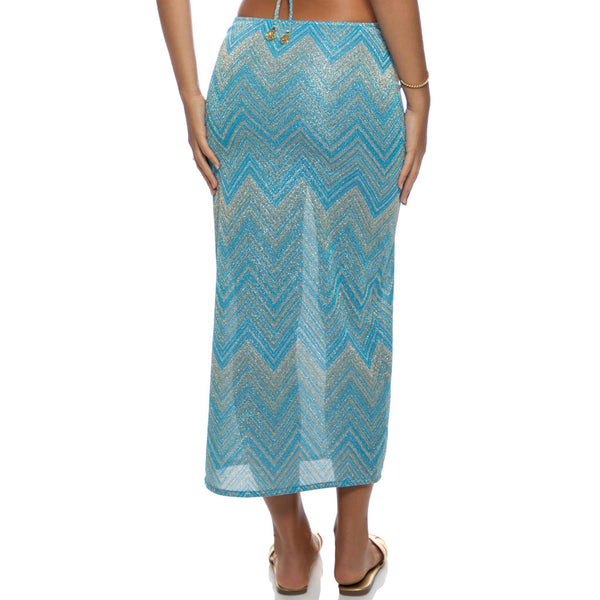 TIDAL SHIMMER - Adjustable Shirred Maxi Skirt