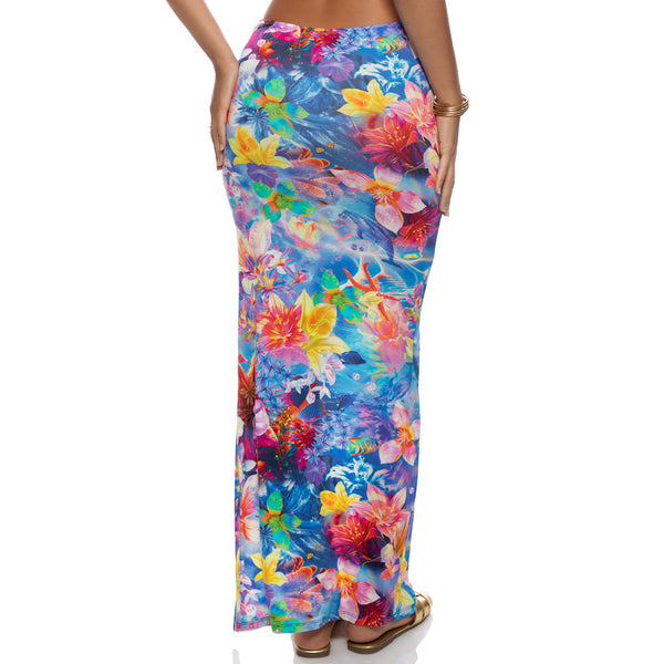 UNDERWATER DREAMING - Ruched Front Long Skirt