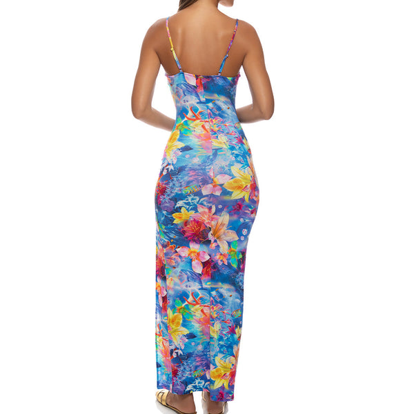 UNDERWATER DREAMING - Ruched Front Tank Maxi Dress