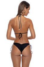 MIDNIGHT CURRENTS - Seamless Triangle Top & Seamless Ruched Back Brazilian Tie Side Bottom • Black