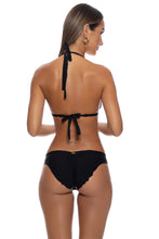 MIDNIGHT CURRENTS - Triangle Halter Top & Seamless Full Ruched Back Bottom • Black