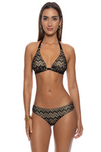 MIDNIGHT CURRENTS - Triangle Halter Top & Seamless Full Ruched Back Bottom • Black