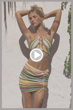 HIGH NOON HEAT - Halter Ring Cropped Top & Scrunched Up Mini Skirt • Multicolor