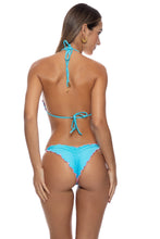 SPOTTED WITH LOVE - Wavy Triangle Top & Wavy Brazilian Tie Side Ruched Back Bottom • Aqua Pink