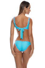 SPOTTED WITH LOVE - Wavy Scoop Neck Drawstring Top & Wavy Full Ruched Back Bottom • Aqua Pink