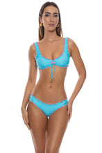 SPOTTED WITH LOVE - Wavy Scoop Neck Drawstring Top & Wavy Full Ruched Back Bottom • Aqua Pink
