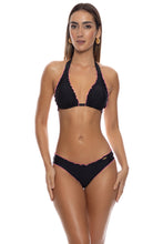 SPOTTED WITH LOVE - Wavy Triangle Halter Top & Wavy Full Ruched Back Bottom • Black Pink