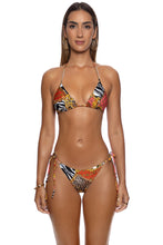 TROPICAL MAJESTY - Chain Triangle Top & Seamless Wavy Ruched Back Brazilian Tie Side Bottom • Multicolor