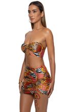 TROPICAL MAJESTY - Double Loop Bandeau Crop Top  & Scrunch Up Mini Skirt • Multicolor
