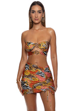 TROPICAL MAJESTY - Double Loop Bandeau Crop Top  & Scrunch Up Mini Skirt • Multicolor