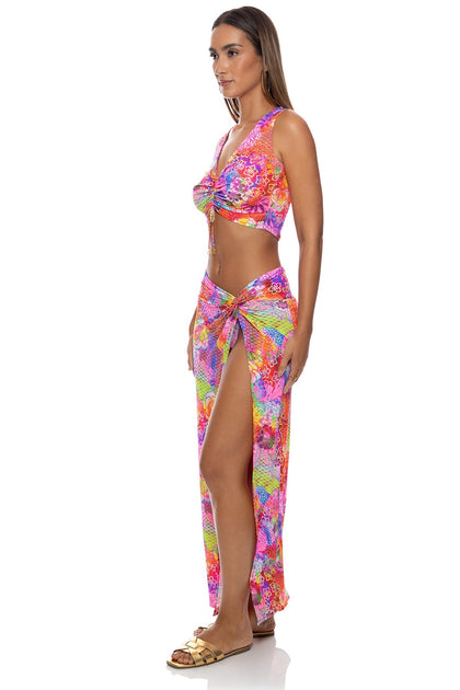 BLOOMING SPARK - Adjustable Tank Top & Twist Front Skirt • Multicolor